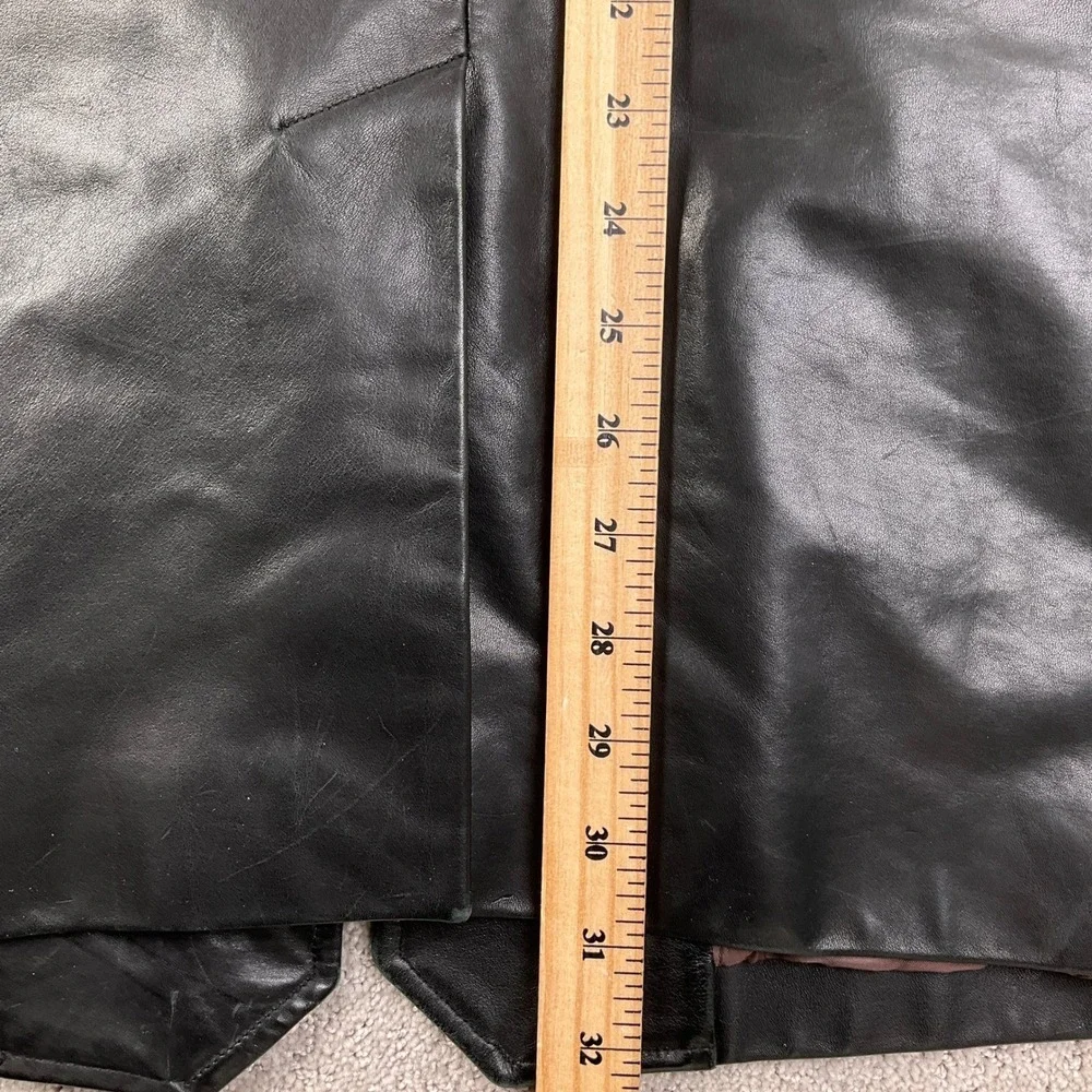 Banana Republic Leather Blazer Mens Large Black 3/2‎ Roll Button Classic Jacket